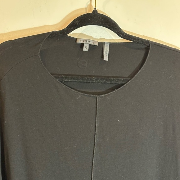 OSKA Sz 5 Slinky Long Line Crew Neck High Low Long Sleeve Middle Seam Tunic Top - Picture 4 of 9